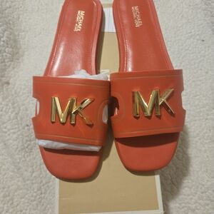 Michael Kors Coral MK Logo Slide Sandals